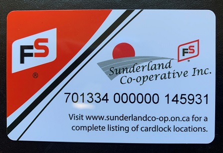 FS Sunderland Co-operative Inc Cardlock Sample Card